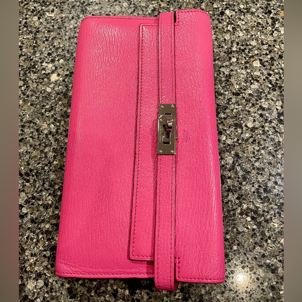 Hermes Chèvre Kelly Wallet Rose Mexico